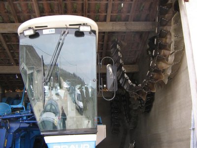 Bucket hoists removed from the grape-harvesting machine