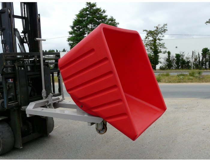 benne basculante caisse polyéthylène alimentaire prise fourches chariot