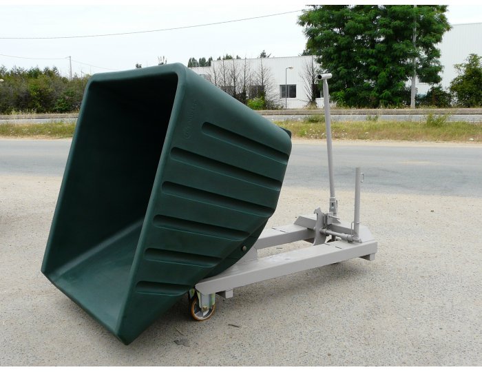 benne basculante caisse polyéthylène alimentaire prise fourches chariot