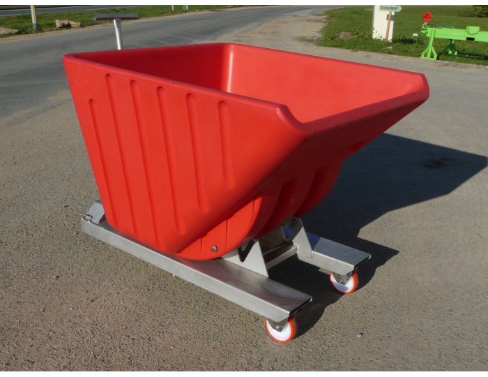 benne basculante caisse polyéthylène alimentaire prise fourches chariot